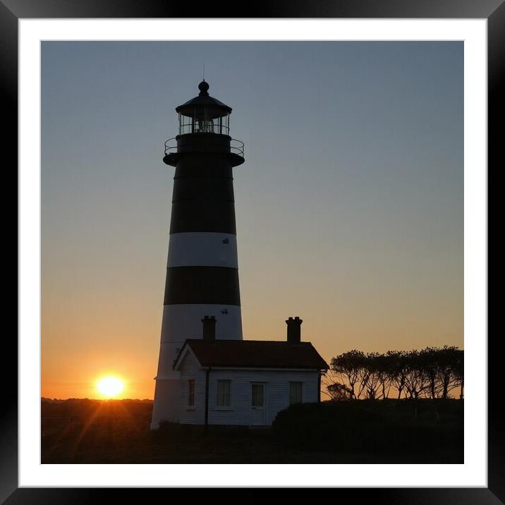 Sunset Lighthouse Nostalgia Framed Mounted Print by Paddy 