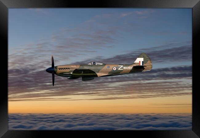 Supermarine Spitfire MV293 Sunset Framed Print by J Biggadike