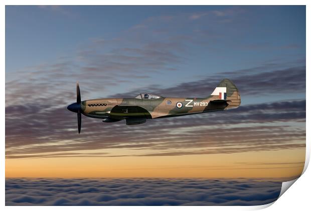Supermarine Spitfire MV293 Sunset Print by J Biggadike