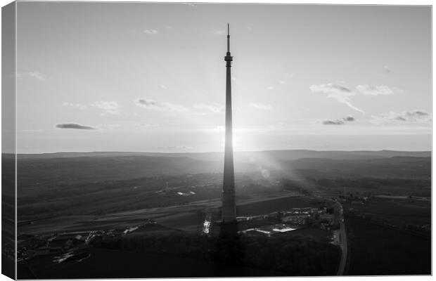 Emley Moor TV Mast Black and White Canvas Print by Apollo Aerial Photography