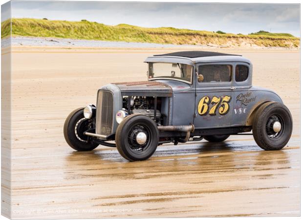 The Hot Rod on Pendine Beach, Wales. Canvas Print by Colin Allen