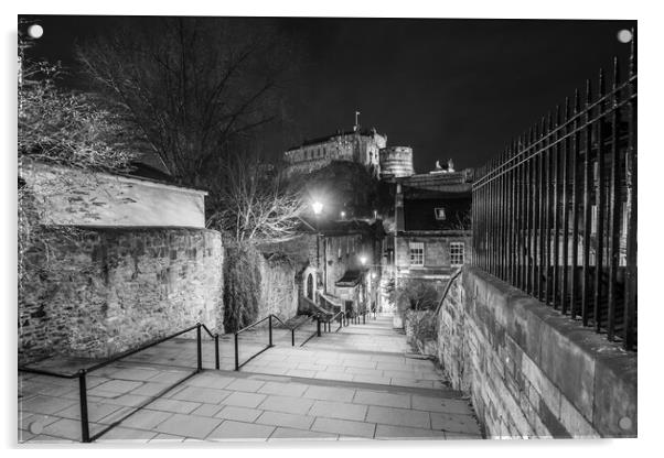 The Vennel Steps Edinburgh Acrylic by Jack Biggadike