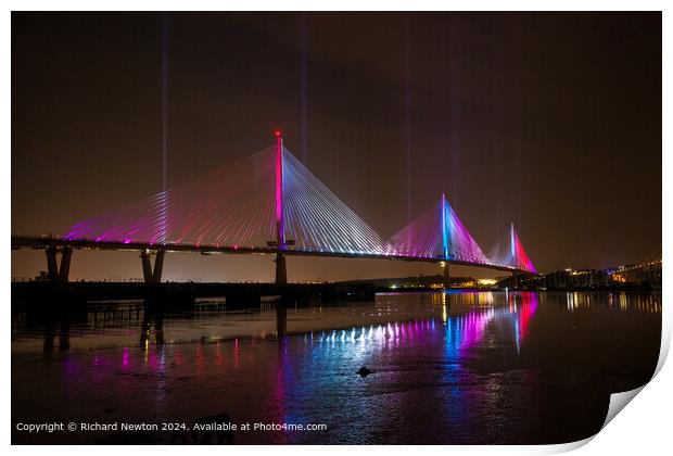 Queensferry Crossing Bridge Light Show Print by Richard Newton