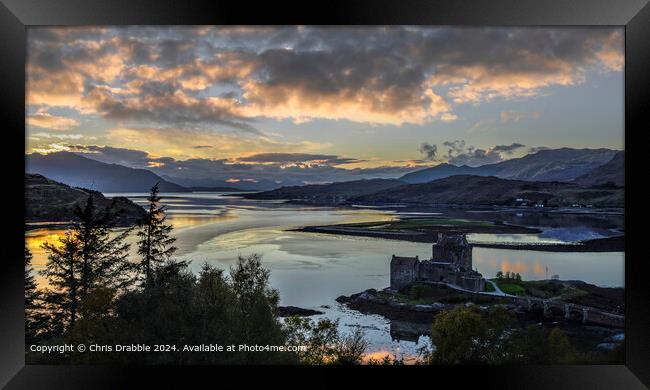 Eilean Donan Castle Sunset Landscape Framed Print by Chris Drabble
