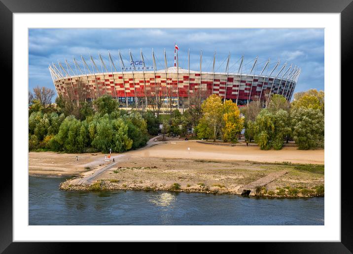 Warsaw National Stadium And River Beach Framed Mounted Print by Artur Bogacki