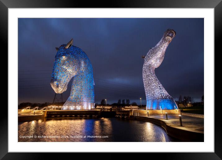 Nighttime Glow at The Kelpies Framed Mounted Print by Richard Newton