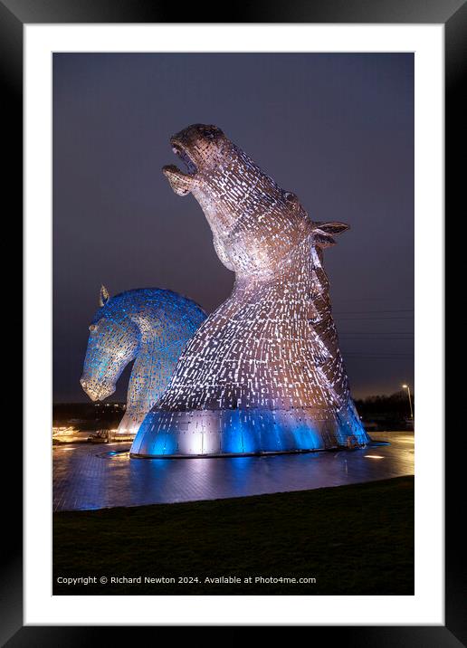 The Kelpies Night Landscape Framed Mounted Print by Richard Newton