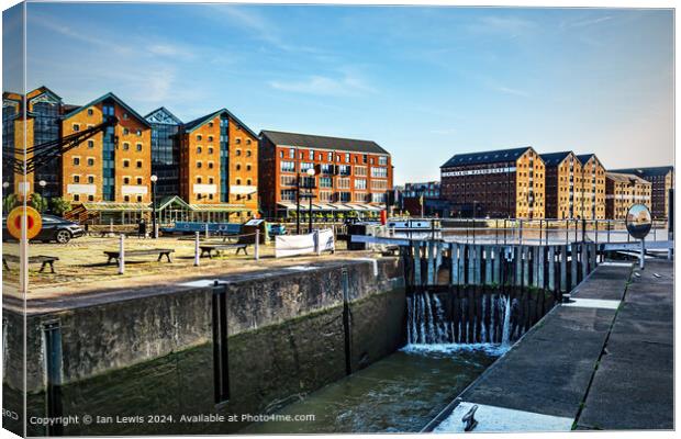The Lock Into Gloucester Docks Canvas Print by Ian Lewis