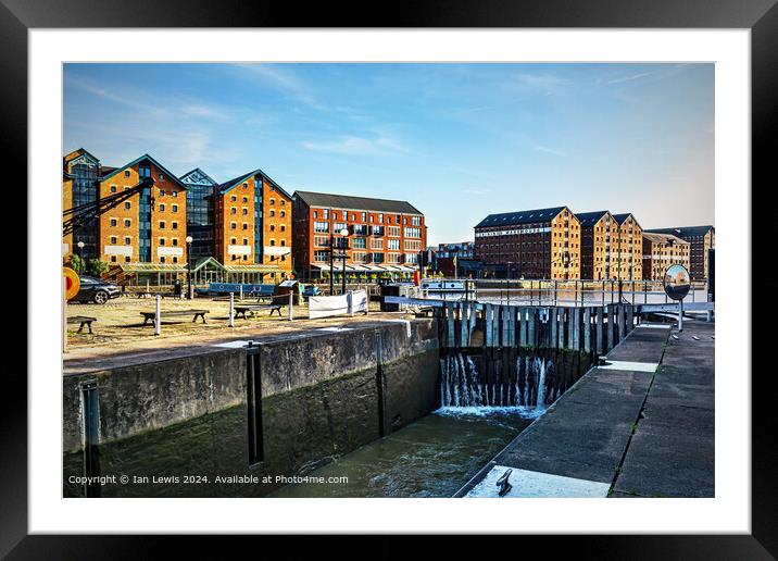 The Lock Into Gloucester Docks Framed Mounted Print by Ian Lewis