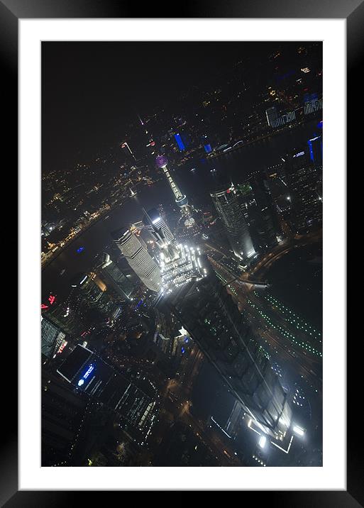 Shanghai at night Framed Mounted Print by Jamie Stokes