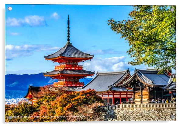 Colorful Kiyomizu Pagoda Kyoto Acrylic by William Perry
