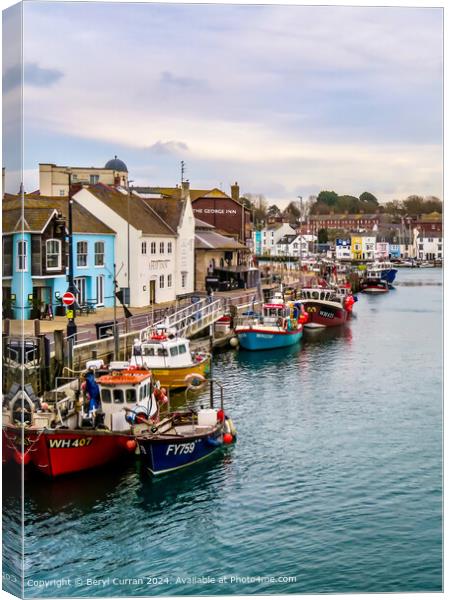 Weymouth Harbour Portrait  Canvas Print by Beryl Curran