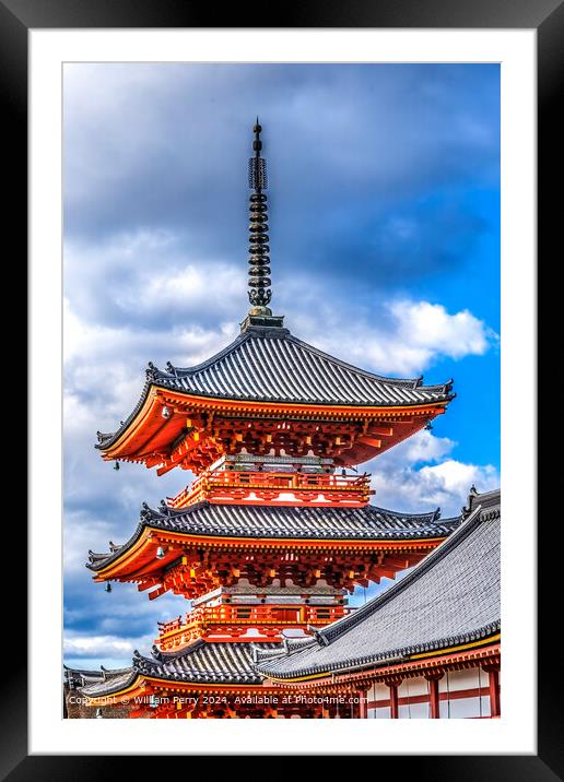 Kiyomizu Temple Red Pagoda Framed Mounted Print by William Perry