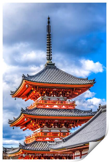 Kiyomizu Temple Red Pagoda Print by William Perry