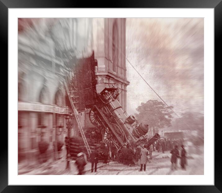 Vintage Train Wreck Paris Framed Mounted Print by Steve Painter