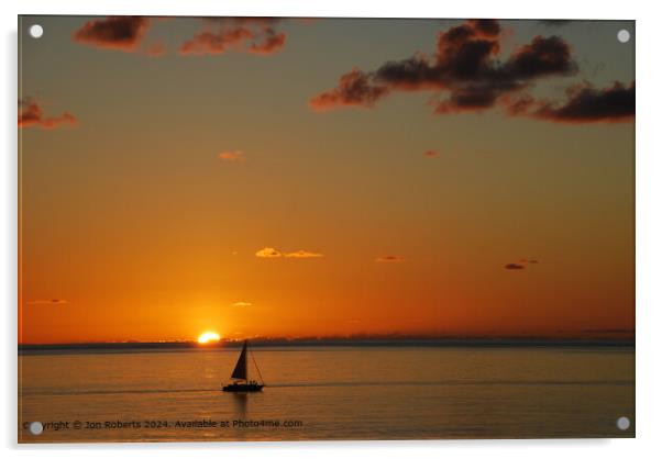 Fros Piton Caribbean Sunset Acrylic by Jon Roberts