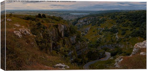Cheddar Gorge Landscape Panorama from High Rock Canvas Print by Duncan Savidge
