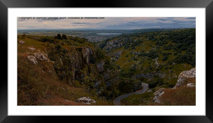 Cheddar Gorge Landscape Panorama from High Rock Framed Mounted Print by Duncan Savidge