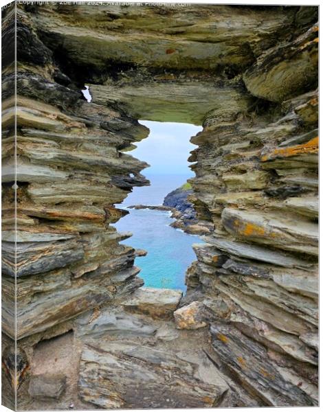 Tintagel Sea View Canvas Print by Zoe Hall