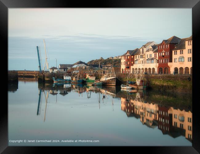 Maryport Harbour Reflections Framed Print by Janet Carmichael