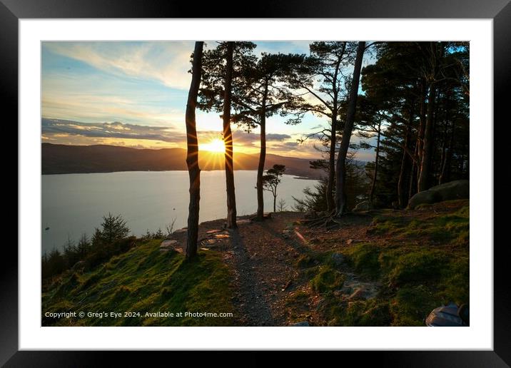 Kodak Corner Sunset: Mountain, Sky, Water Framed Mounted Print by Greg's Eye