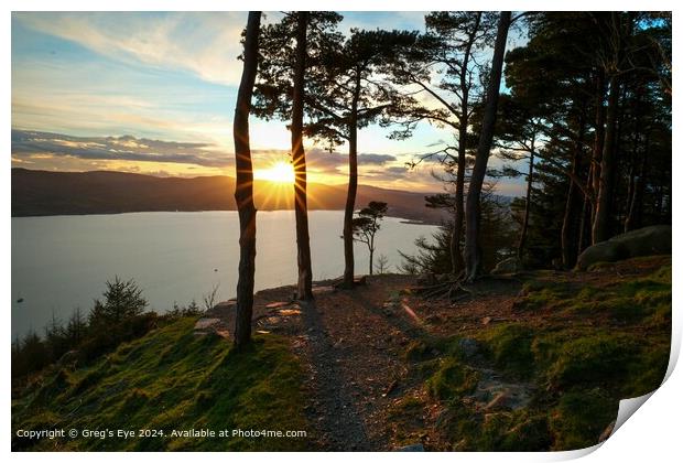 Kodak Corner Sunset: Mountain, Sky, Water Print by Greg's Eye