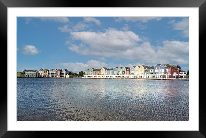 Colourful Rainbow Houses Houten Framed Mounted Print by kathy white