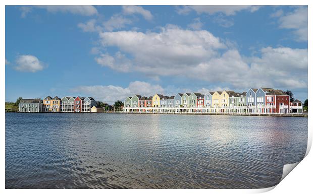 Colourful Rainbow Houses Houten Print by kathy white