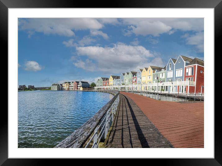 Vibrant Rainbow Houses, Houten Netherlands Framed Mounted Print by kathy white