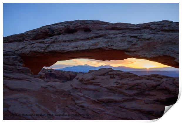 Dawn Breaking at Mesa Arch in Canyonlands National Park, Utah Print by Madeleine Deaton