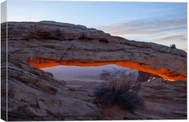 Sunrise Glow at Mesa Arch in Canyonlands National Park, Utah Canvas Print by Madeleine Deaton