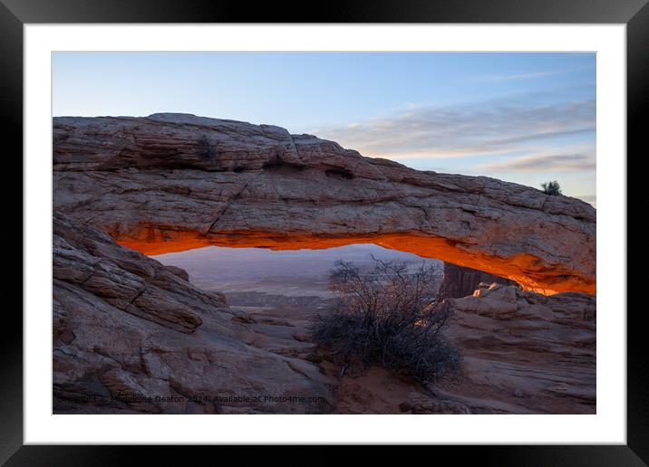 Sunrise Glow at Mesa Arch in Canyonlands National Park, Utah Framed Mounted Print by Madeleine Deaton