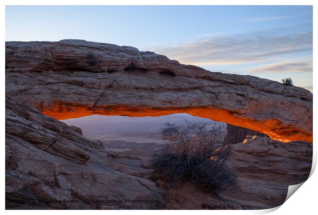 Sunrise Glow at Mesa Arch in Canyonlands National Park, Utah Print by Madeleine Deaton