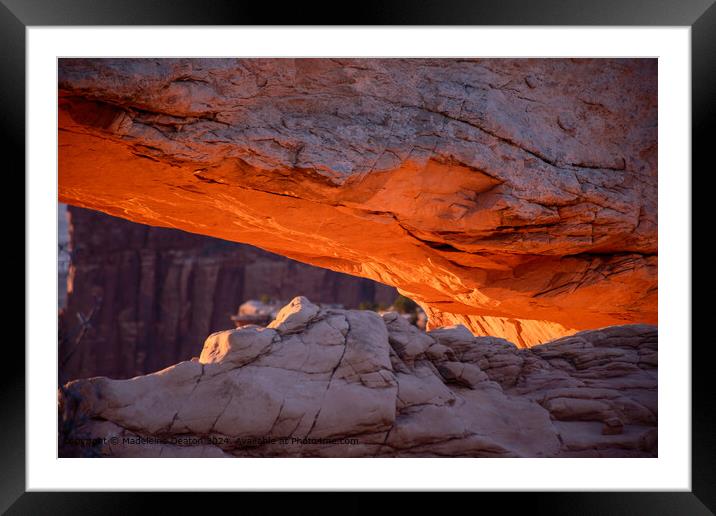 Sunrise Glow on the Under Side of Mesa Arch in Canyonlands National Park Framed Mounted Print by Madeleine Deaton