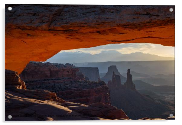 Sunrise Landscape View from Mesa Arch in Canyonlands National Park, Utah Acrylic by Madeleine Deaton