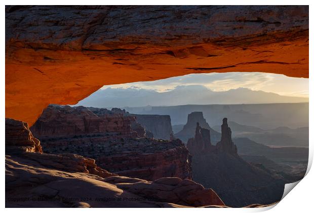 Sunrise Landscape View from Mesa Arch in Canyonlands National Park, Utah Print by Madeleine Deaton