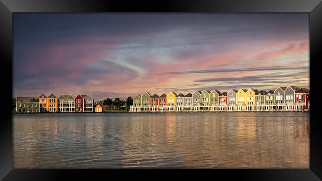  Rainbow house Houten Netherlands Sunset Framed Print by kathy white