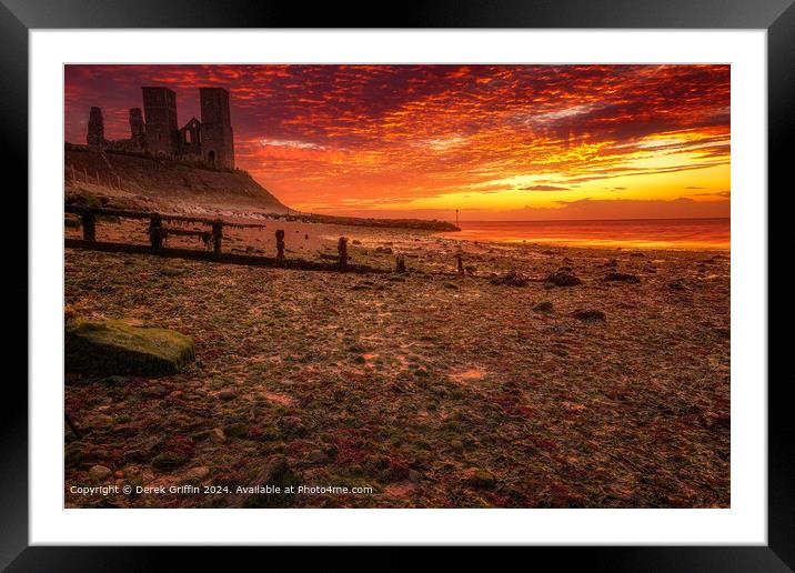 Reculver Towers Sunset Landscape Framed Mounted Print by Derek Griffin