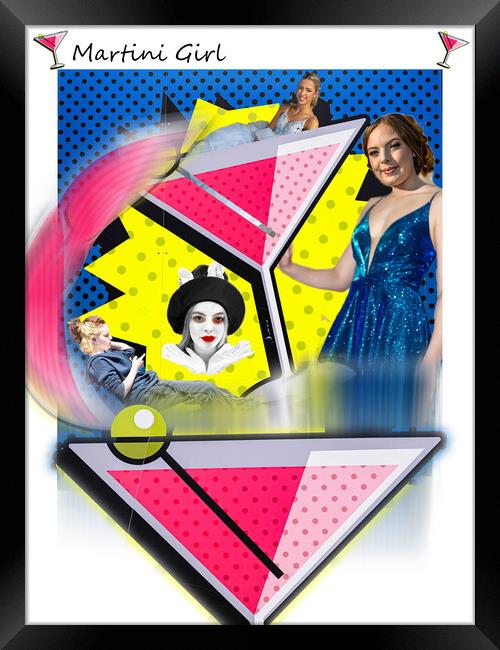 Martini Girl Portrait Collage Framed Print by David French