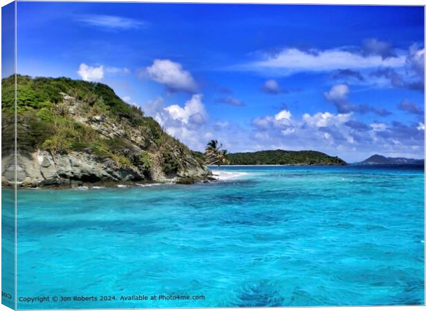  Paradise Island - with Crystal Clear Blues Seas Canvas Print by Jon Roberts