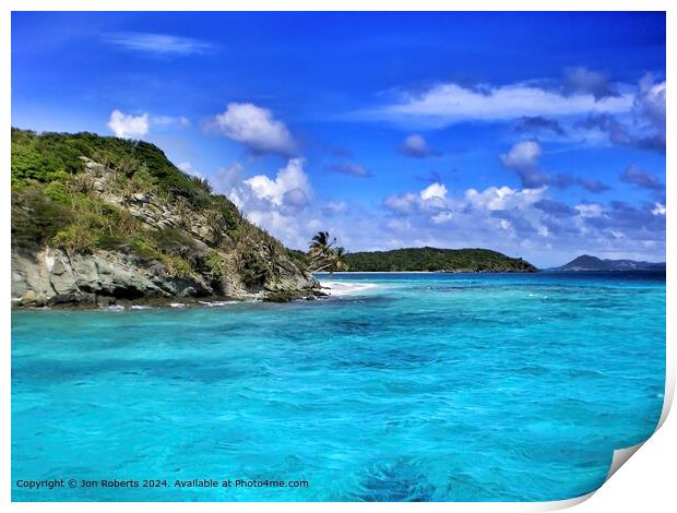  Paradise Island - with Crystal Clear Blues Seas Print by Jon Roberts