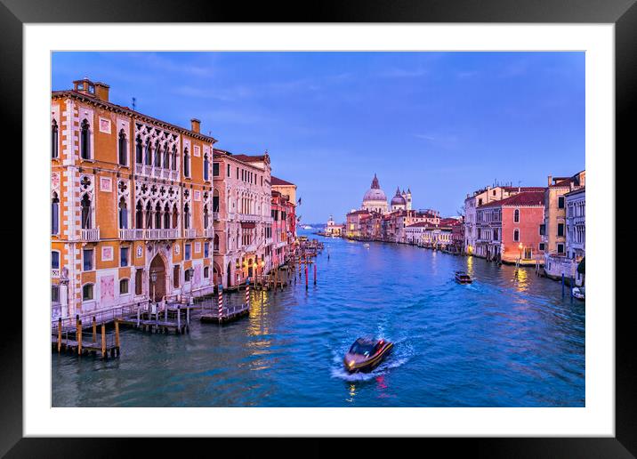 Venice Grand Canal At Dusk Framed Mounted Print by Artur Bogacki