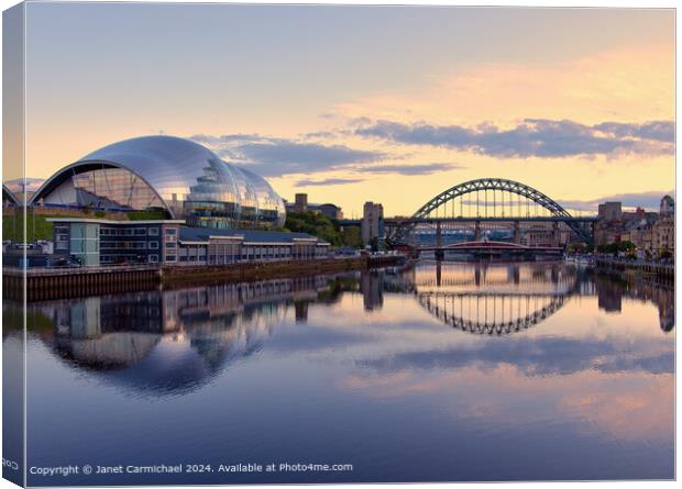 Evening Golden Hour on the River Tyne Canvas Print by Janet Carmichael