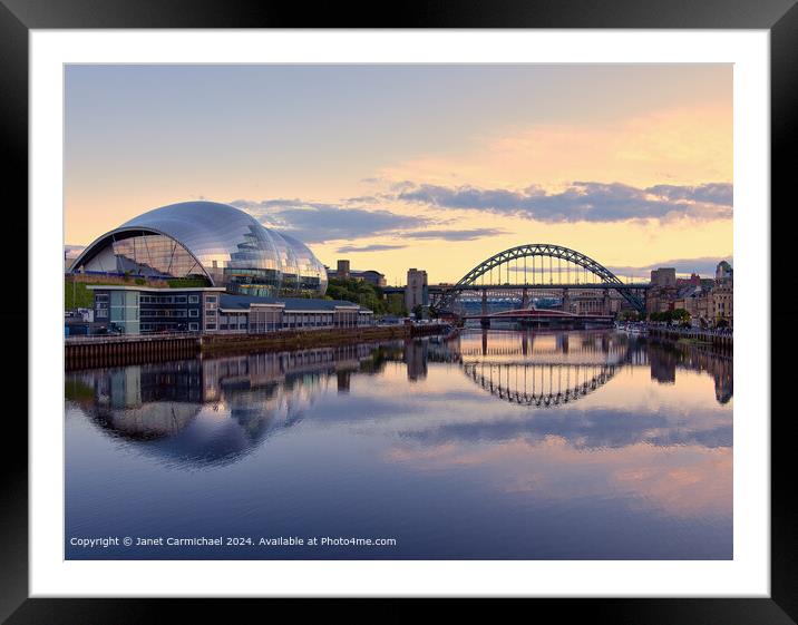 Evening Golden Hour on the River Tyne Framed Mounted Print by Janet Carmichael