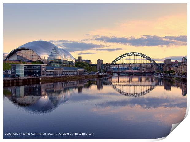Evening Golden Hour on the River Tyne Print by Janet Carmichael
