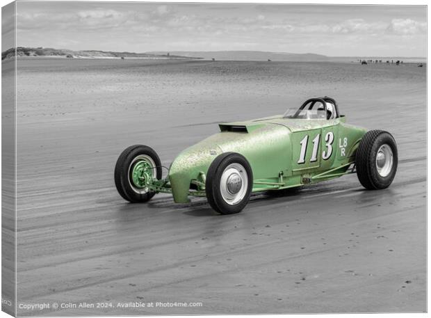 Hot Rod on the Beach at Pendine, Wales. Canvas Print by Colin Allen