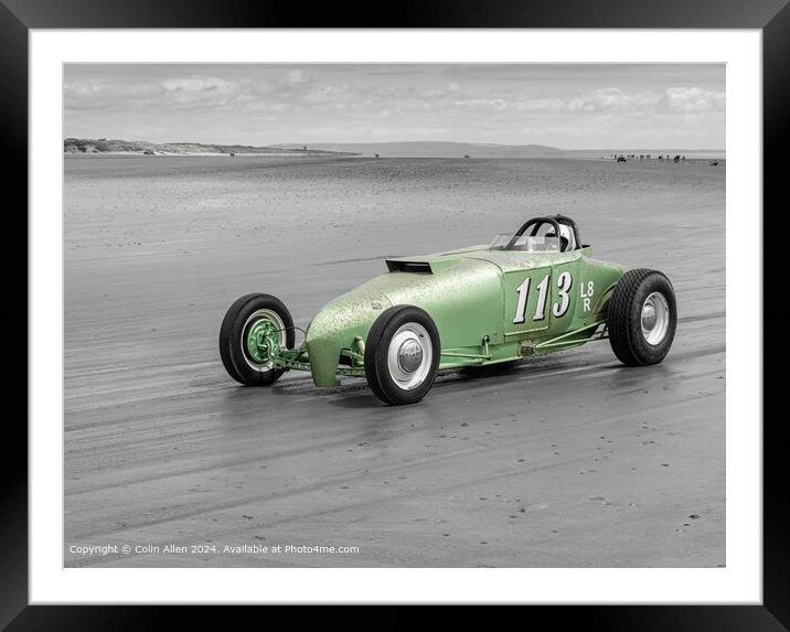 Hot Rod on the Beach at Pendine, Wales. Framed Mounted Print by Colin Allen