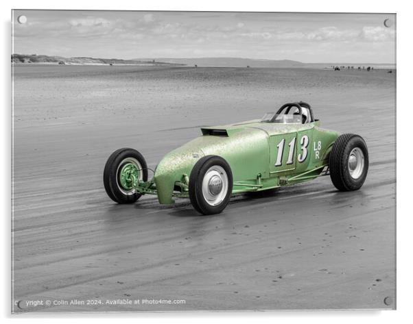 Hot Rod on the Beach at Pendine, Wales. Acrylic by Colin Allen