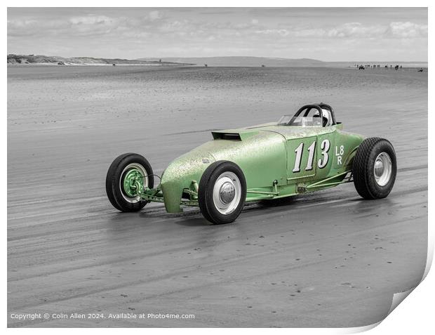 Hot Rod on the Beach at Pendine, Wales. Print by Colin Allen