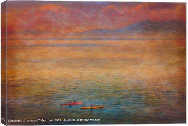 Canoes off Seamill at Sunset Canvas Print by Tylie Duff Photo Art